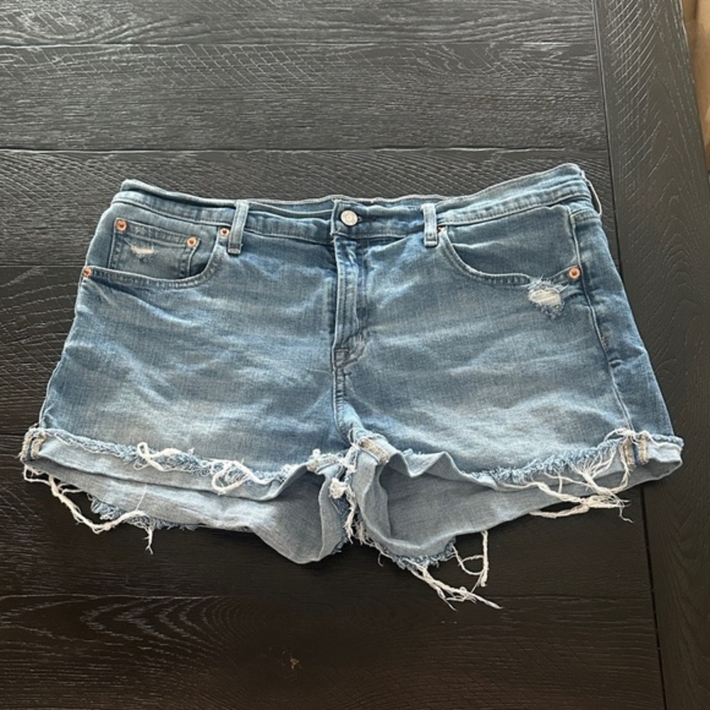 GAP Light Blue Distressed Jean Shorts
